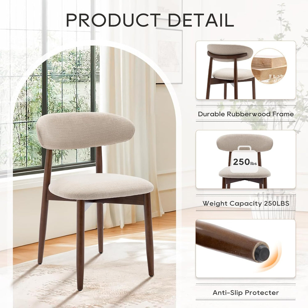 COLAMY Wooden Dining Chairs Set of 4, Modern Fabric Upholstered Kitchen Side ...
