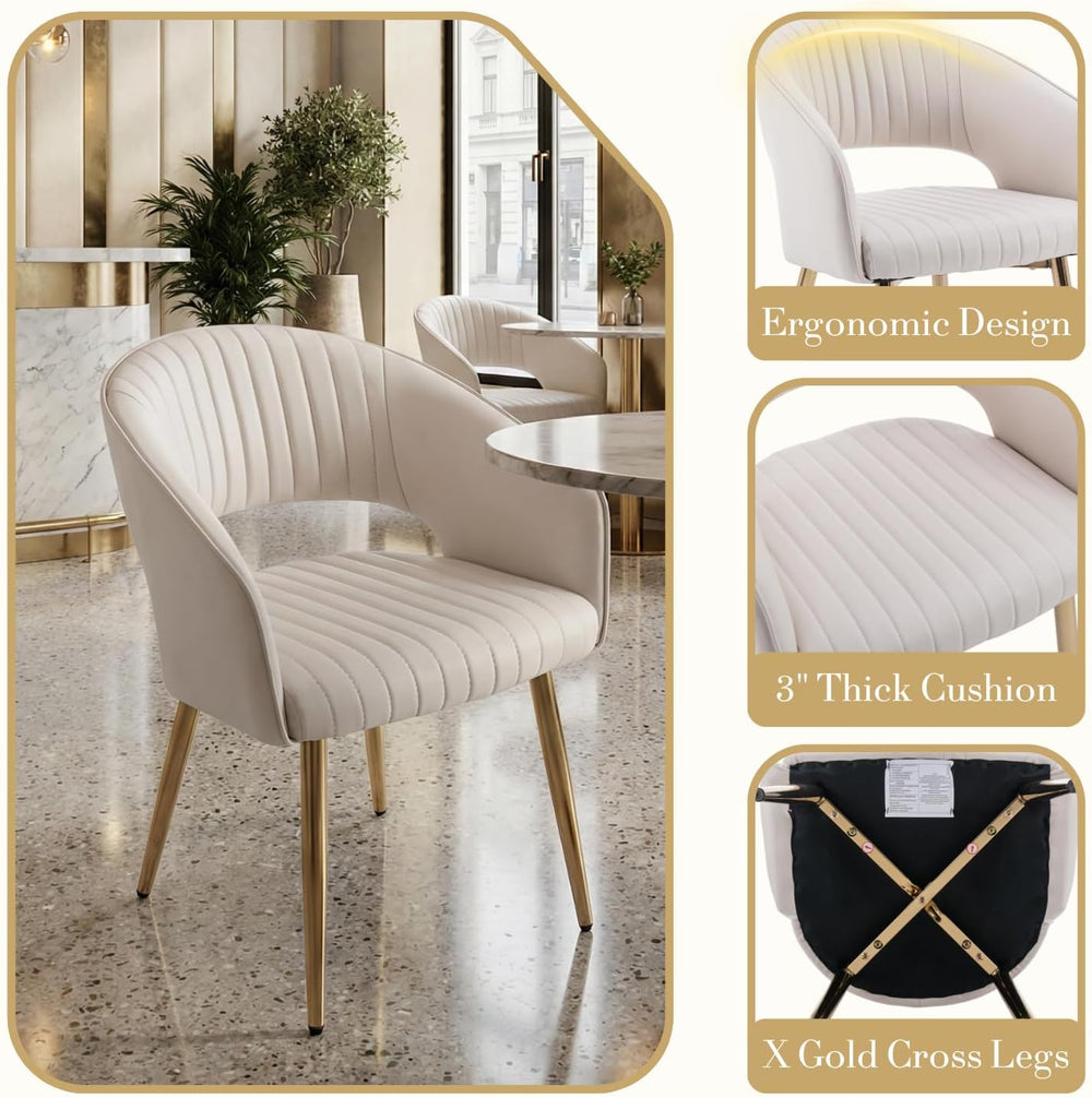 Modern Dining Chairs Set of 8, Upholstered PU Leather Gold Dining Room Chairs...