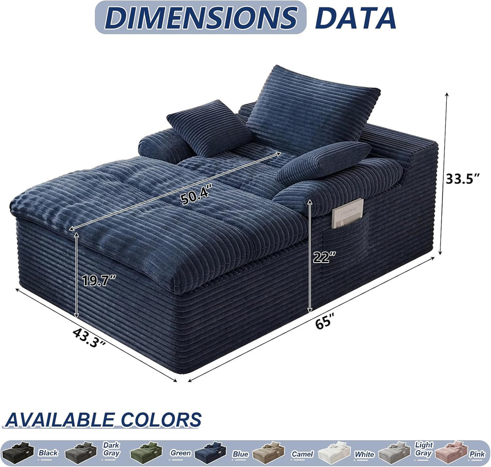 65" Chaise Lounge Chair Indoor, Oversized Boneless Chaise Lounge | No As...