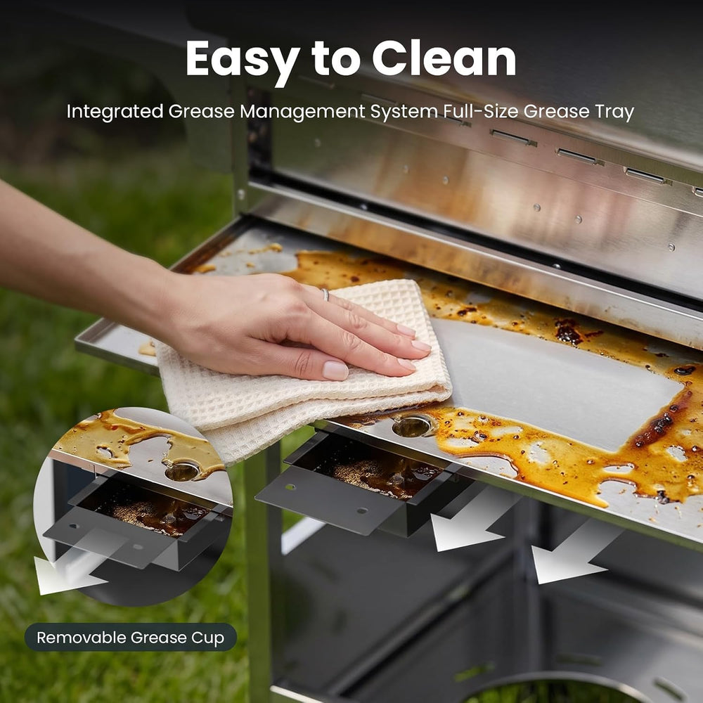 Electactic 4-Burner Propane Gas Grill, 34000 BTU Stainless Steel BBQ Grill
