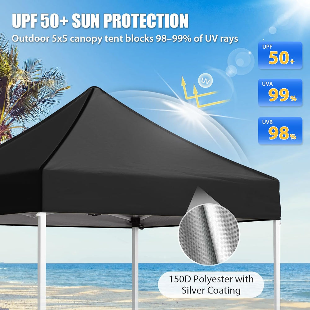 EAGLE PEAK 5x5 Pop Up Canopy Tent, Black