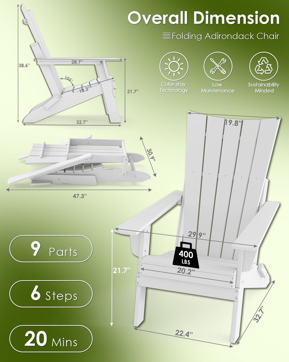 GREENVINES Folding-Adirondack-Chairs-Set-of-2 | HDPE Plastic | Arch Series | ...