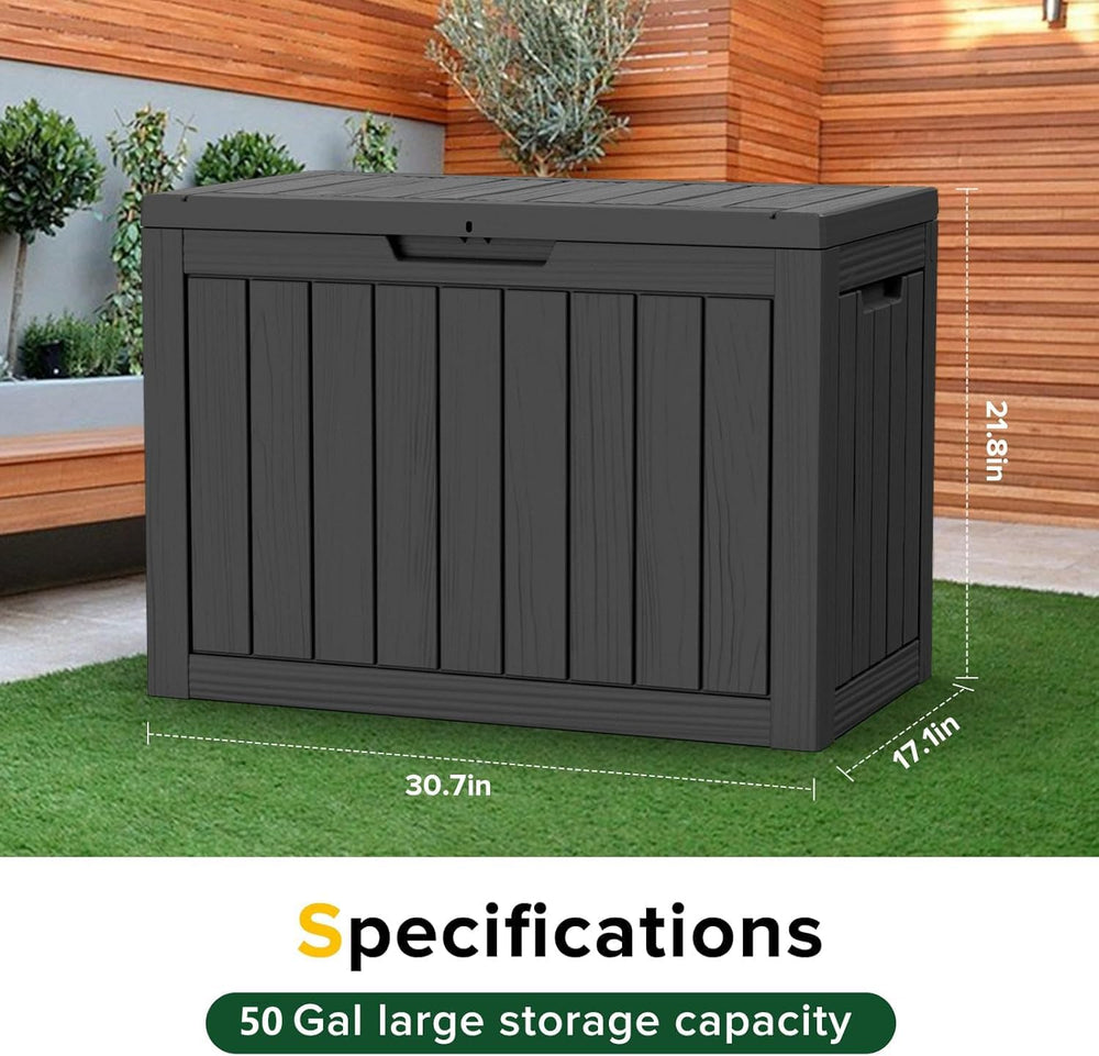 EasyUp 50 Gallon Outdoor Storage Box Waterproof Lockable Deck Boxes