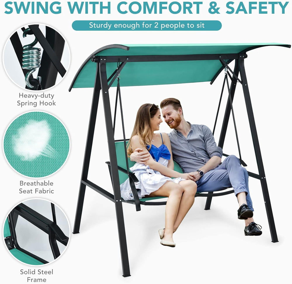 Tangkula 2-Person Patio Swing, Weather Resistant Porch Swing with Adjustable ...