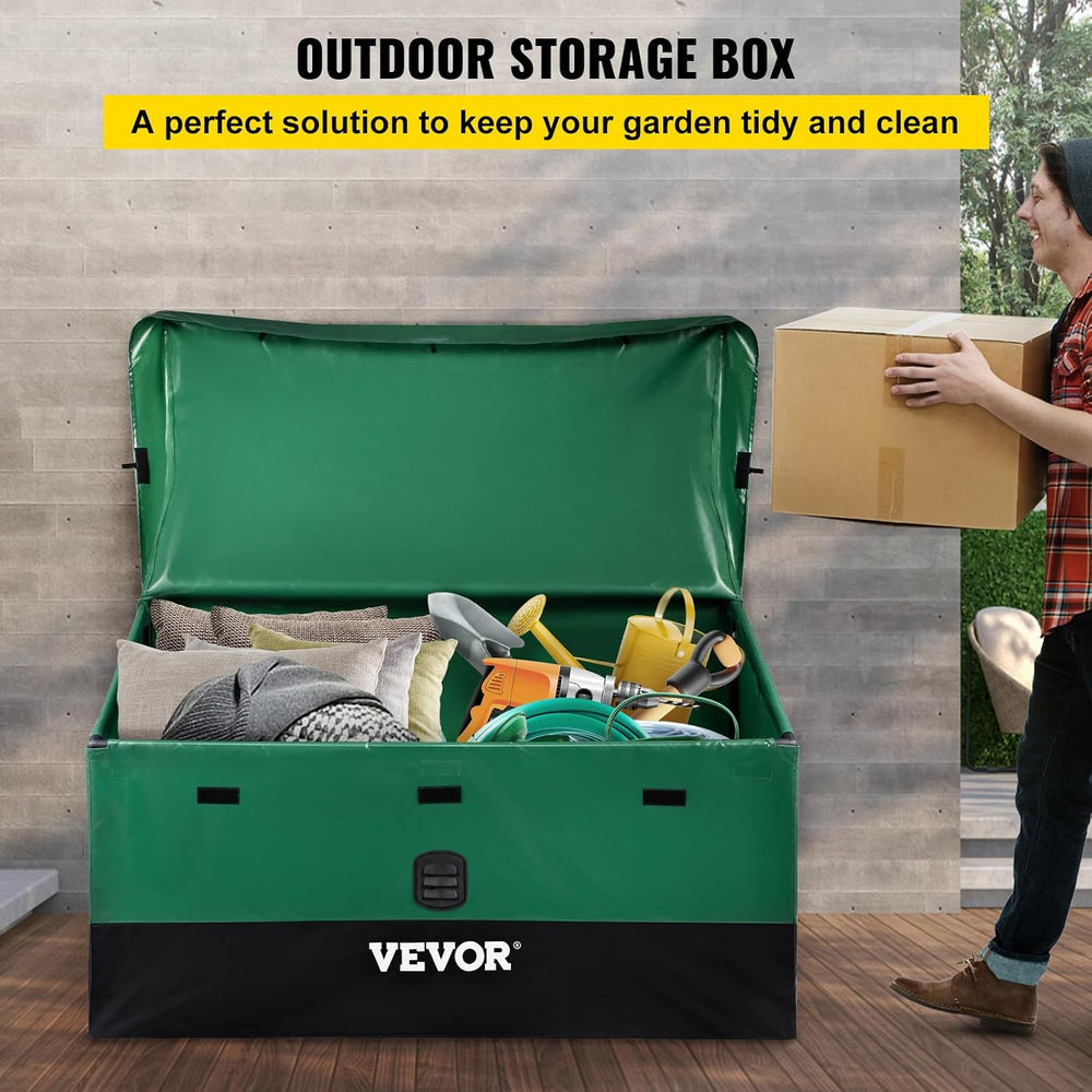 VEVOR Outdoor Storage Box, 150 Gallon Waterproof PE Tarpaulin Deck Box w/Galv...