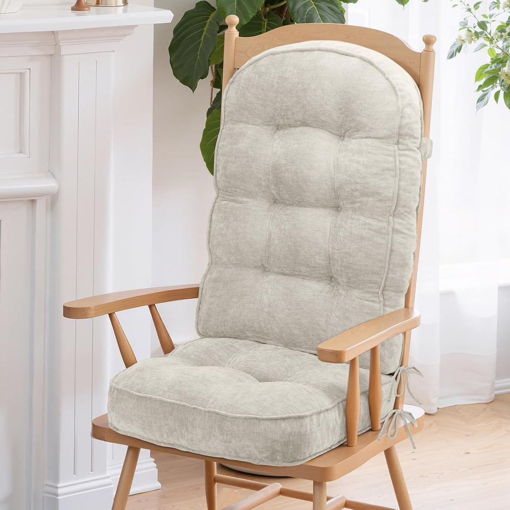 Detiblue Rocking Chair Cushion Set, Separate Seat & Back(38x17,White)