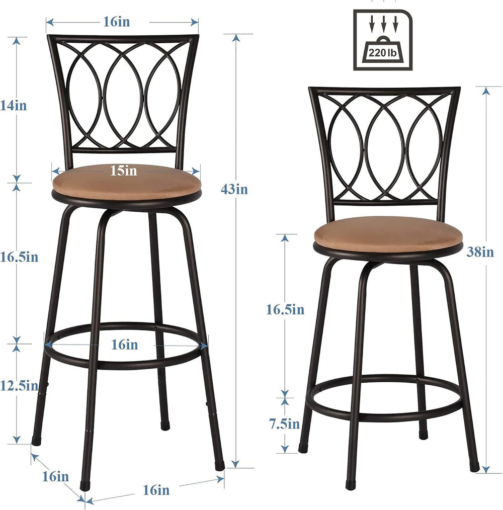 VECELO Adjustable Counter Stools, Steel Bistro Pub Chairs, Bar Stools with 36...