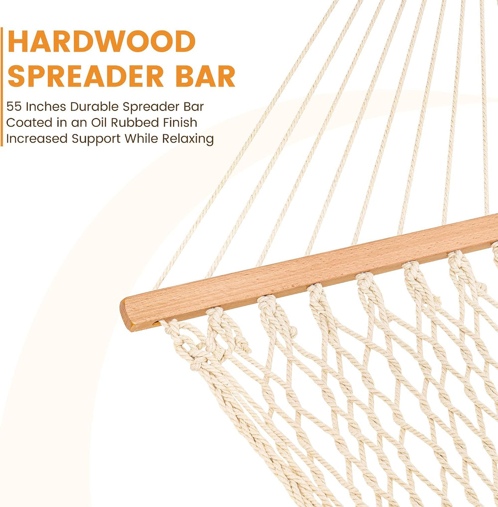 Lazy Daze Double Handwoven Rope Hammock for Outdoor Fits 13-15 FT Stand
