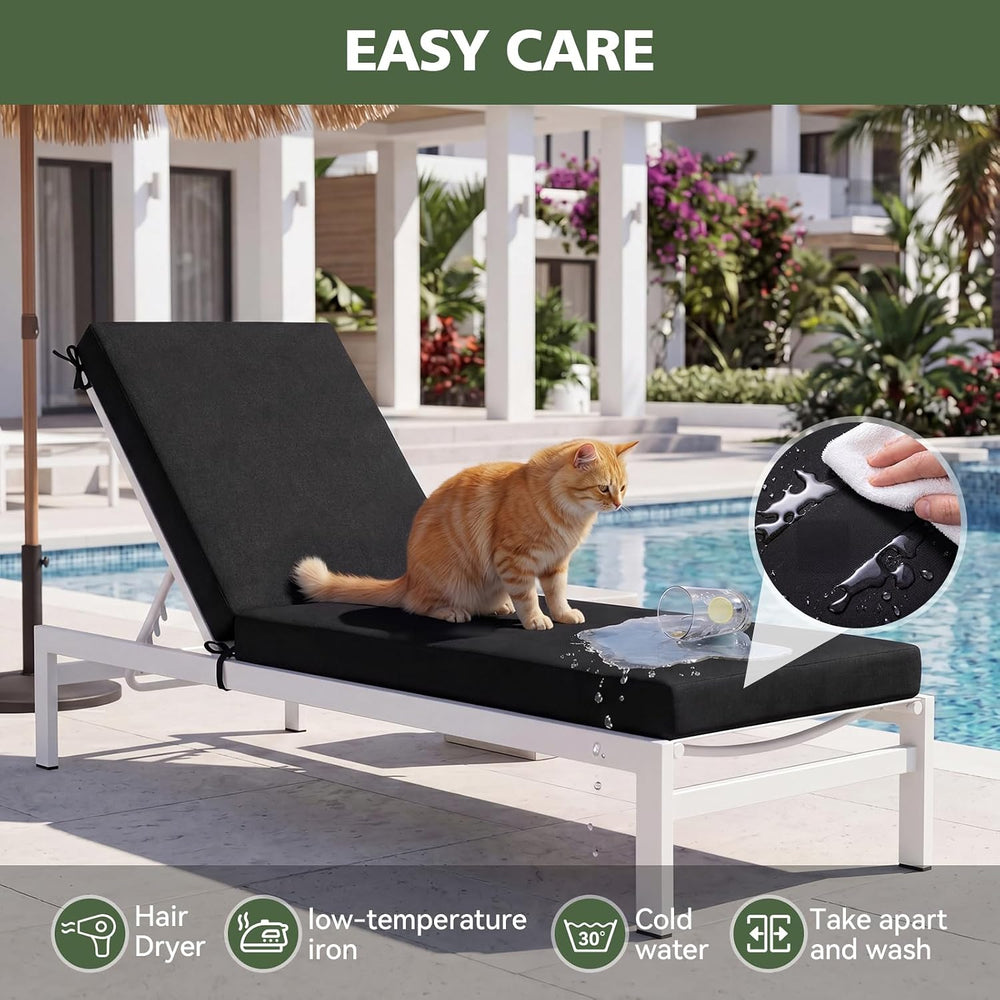 Aoxun Outdoor Chaise Lounge Cushion Set of 2, Waterproof Fade Resistant Patio...