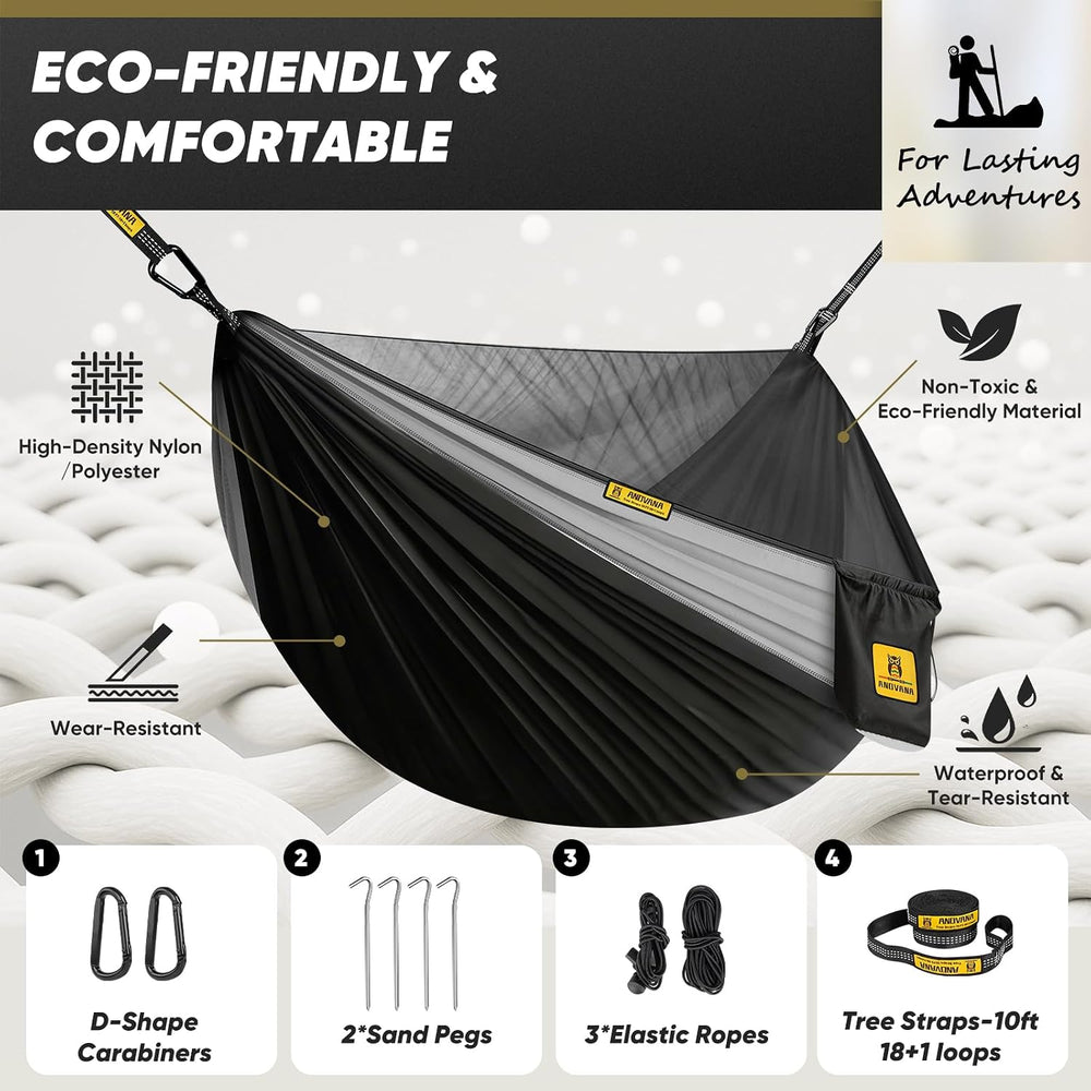Camping Hammock with Mosquito Net, 500 lbs Portable Hammock with Tree Straps,...