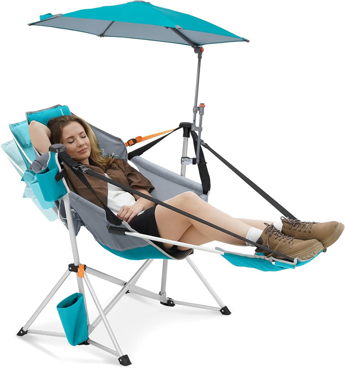 KingCamp Hammock Chair with Umbrella & Footrest,Camping Chair with Canopy