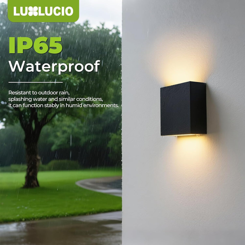 2 Pack Indoor Outdoor Black Up and Down LED Wall Light, Modern Bedroom/Porch ...
