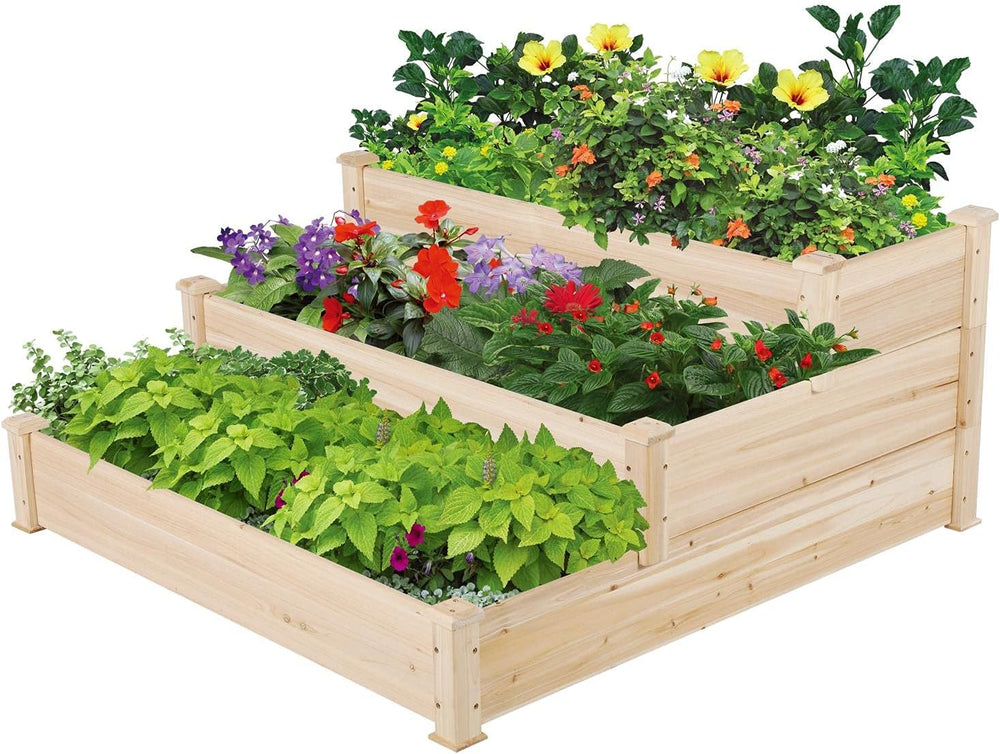 Yaheetech 3 Tier 47 x 47 x 22in Raised Garden Bed Horticulture Outdoor Elevat...