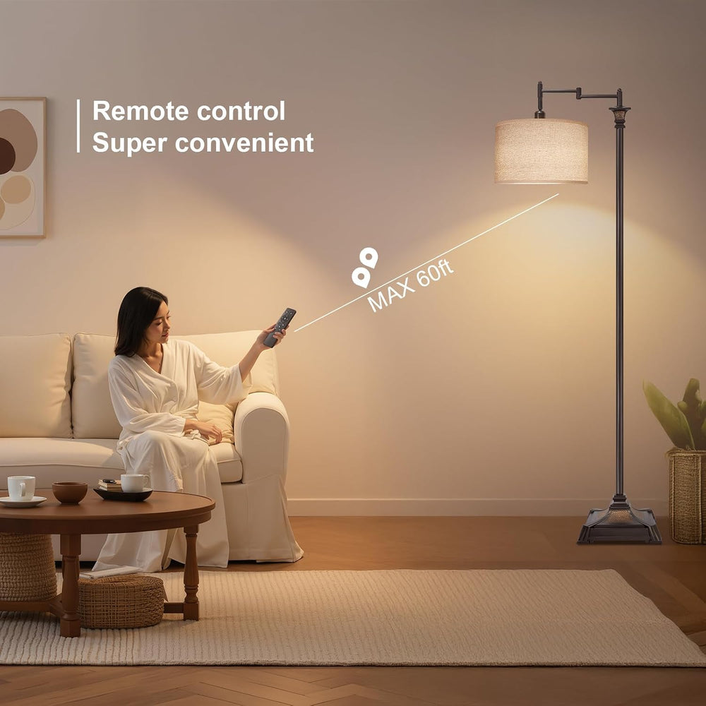 Scenekoy 68” Tall Swing Arm Floor Lamp with Remote for Living Room Bedroom