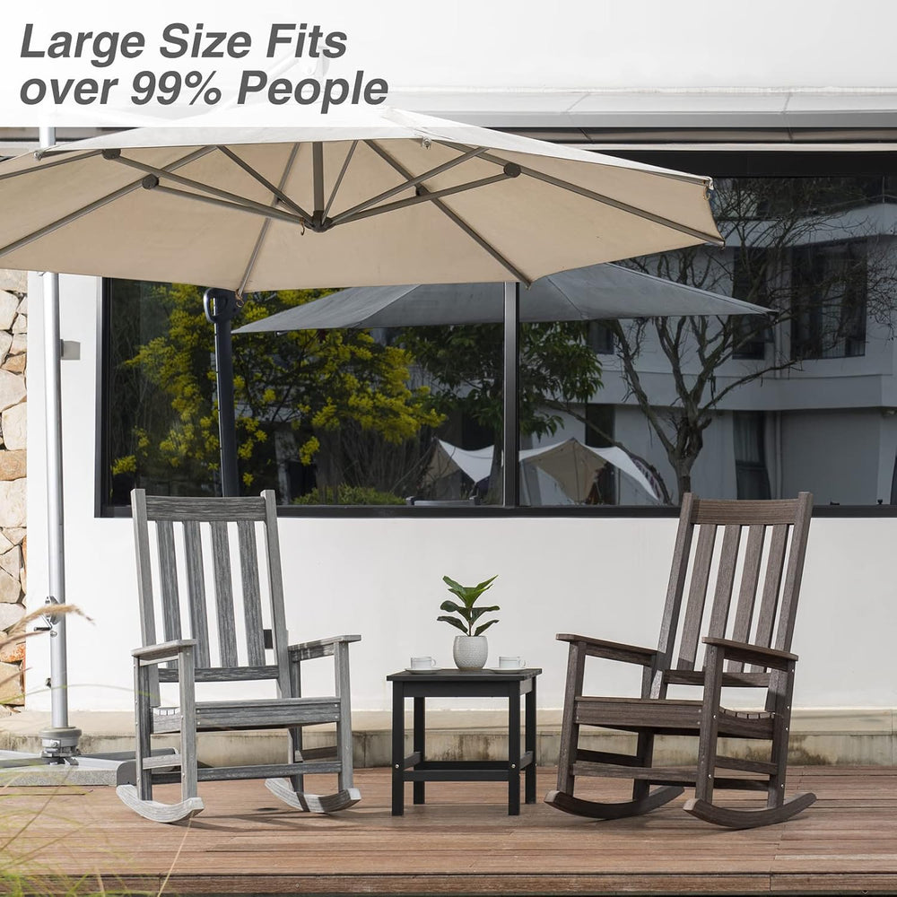Oversized Outdoor Rocking Chair, Porch Rocker with High Back, Grey
