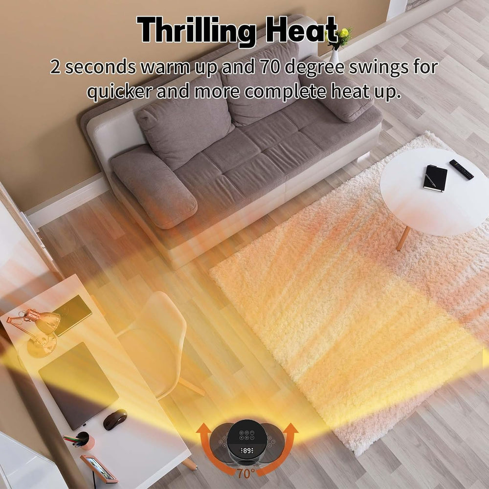 Portable Space Heater for Indoor Use with Remote - QOWETU 70° Oscillating Ele...