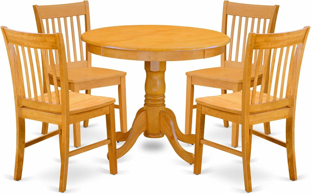 East West Furniture ANNO5-OAK-W 5 Piece Dining Room Furniture Set Includes a ...