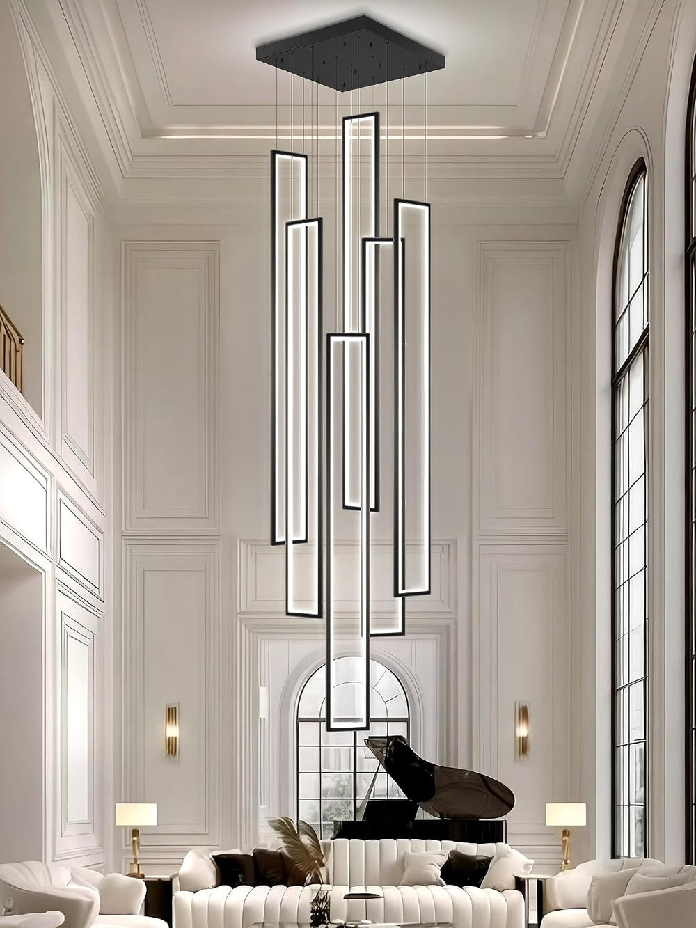 Flashing God Modern Led Chandelier,Black Chandeliers with 6 Ring for Foyer,La...