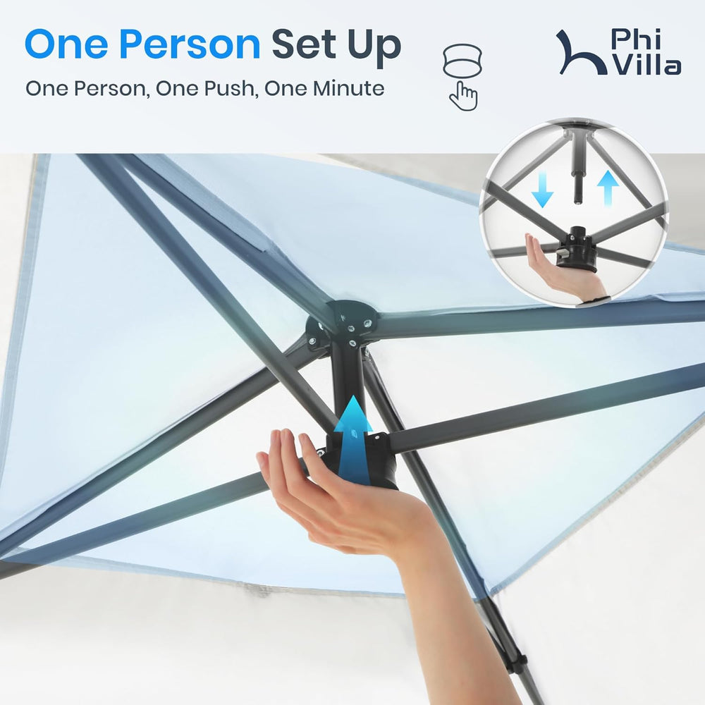 PHI VILLA 10x10 Pop up Canopy Tent, One Push Easy Set Instant Shade Tents