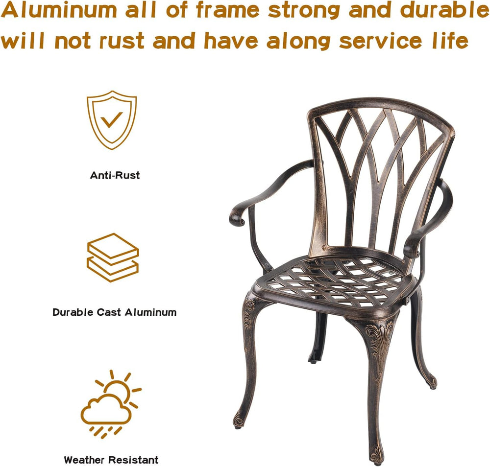 YKSY&YKSY Jardin DE CENTENNAIL 3-Piece Outdoor Bistro Set Cast Aluminum R...