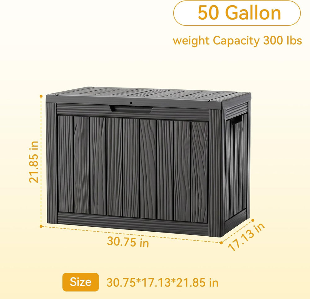 50 Gallon Outdoor & Indoor Deck Storage Box, Waterproof Lockable Patio St...