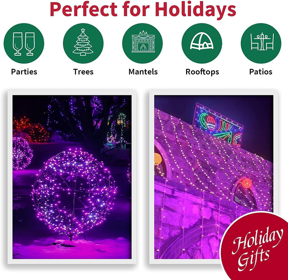 LAMPHOME Purple Halloween Lights, 300 Mini Fairy Lights 63.8ft(2pk of 150L) H...