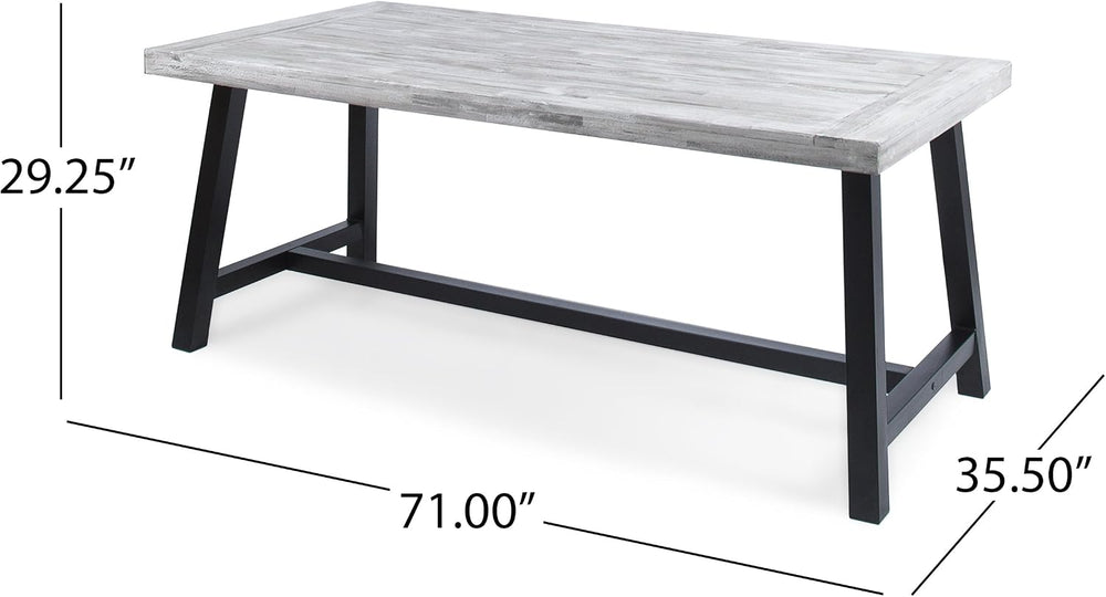 GDFStudio Cassie Outdoor Modern Industrial 3 Piece Acacia Wood Picnic Dining ...