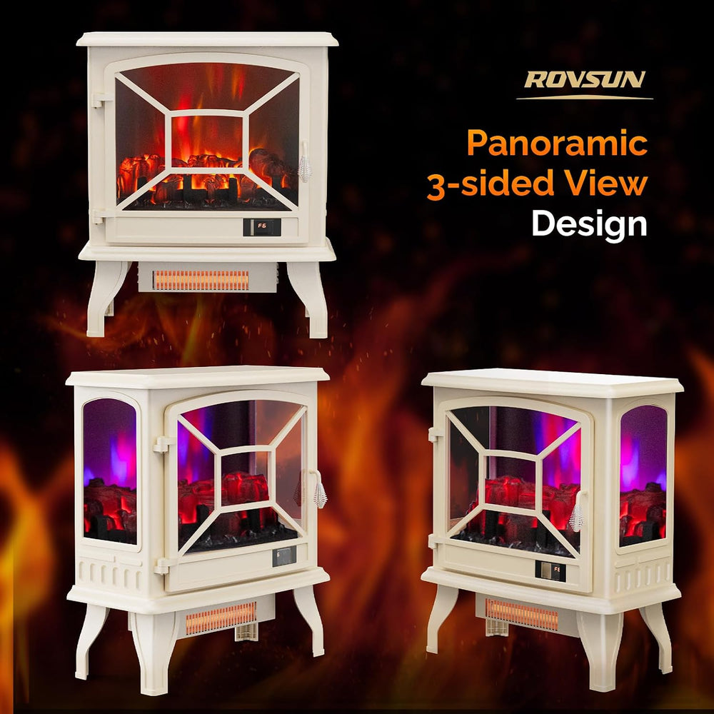 ROVSUN 1400W Electric Fireplace Stove Space Heater, 23''H Portable Fr...