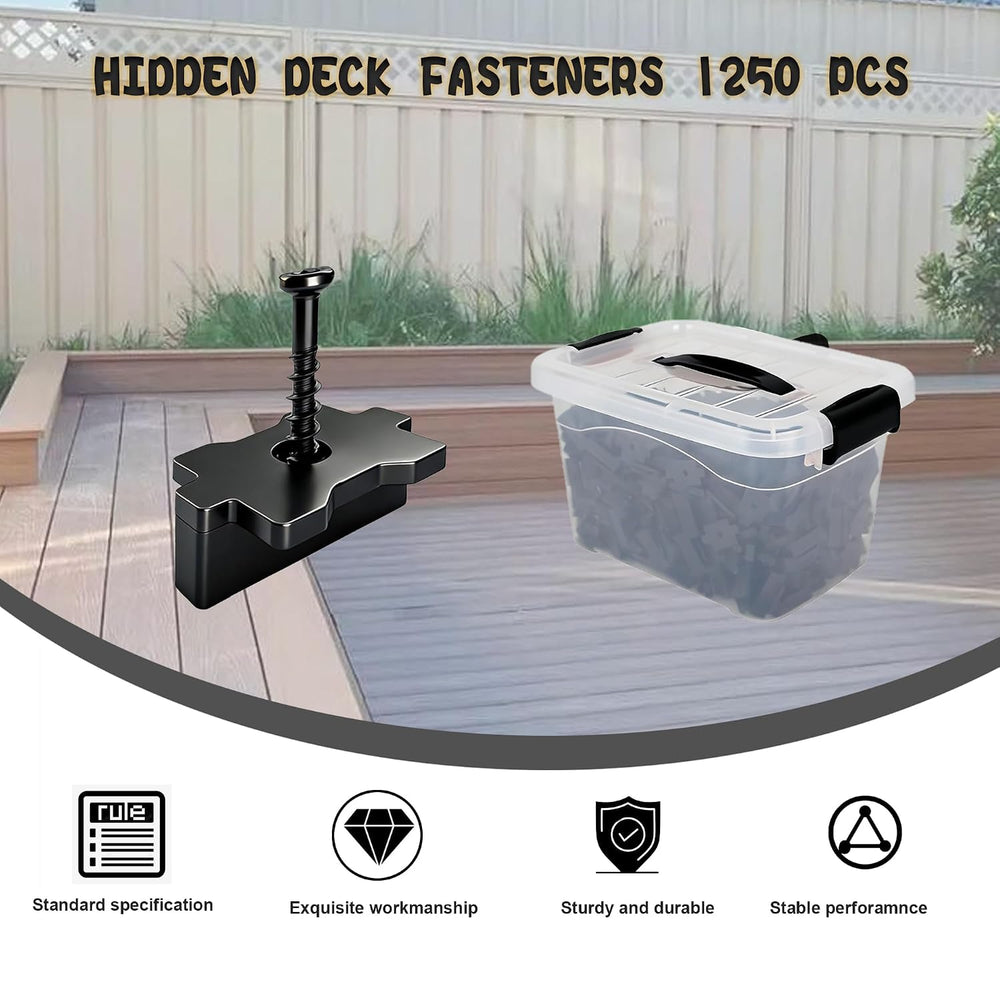 1250pcs Hidden Deck Fasteners for Decking Board,Composite Deck Clips Plastic ...