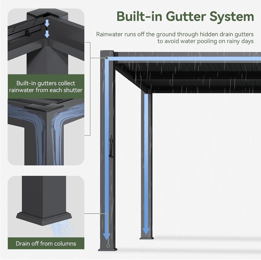 Aoxun Louvered Pergola 10x10, 3.8" Thick Posts, 82.5 MPH Wind Resistance