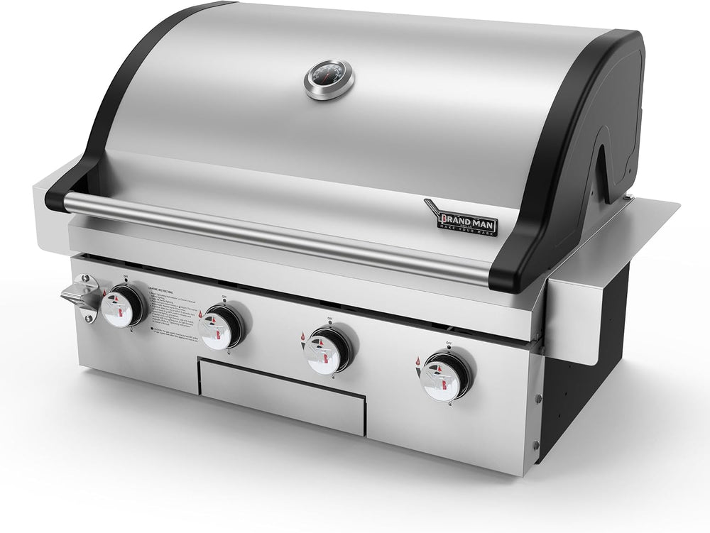 Brand-Man Built-In Gas Grill Head, 30-Inch 4-Burner Outdoor Kitchen Grill