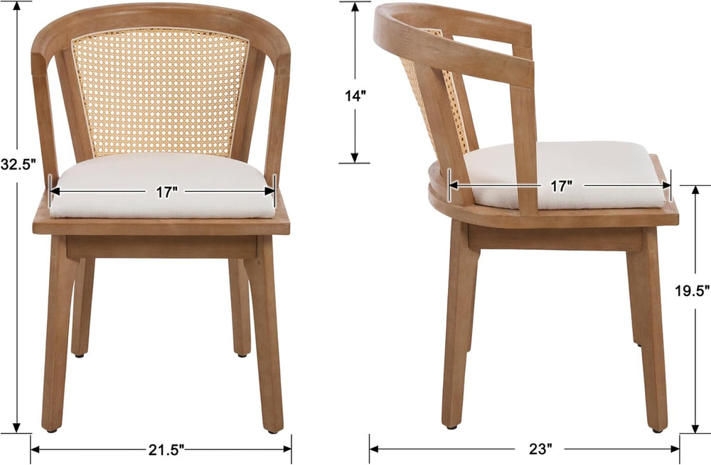EALSON Rattan Mid Century Dining Chairs Set of 4 Modern Farmhouse Wooden Dini...
