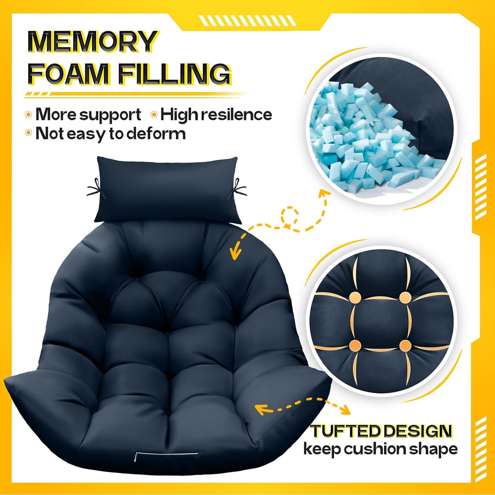 MAGIC ELEPHANT Egg Chair Cushion, Memory Foam Hanging Egg Chair Cushion Repla...