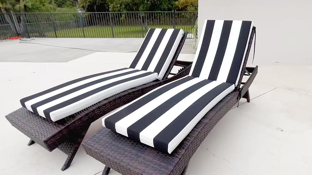 Crestlive Chaise Lounge Cushions Outdoor Set of 2, 72"x21", Water R...