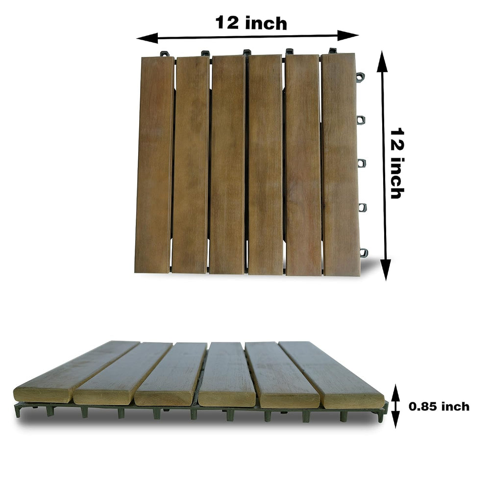 MCombo 10 Pieces Patio Wood Deck Tiles 12 x 12 inches, Interlocking Flooring ...