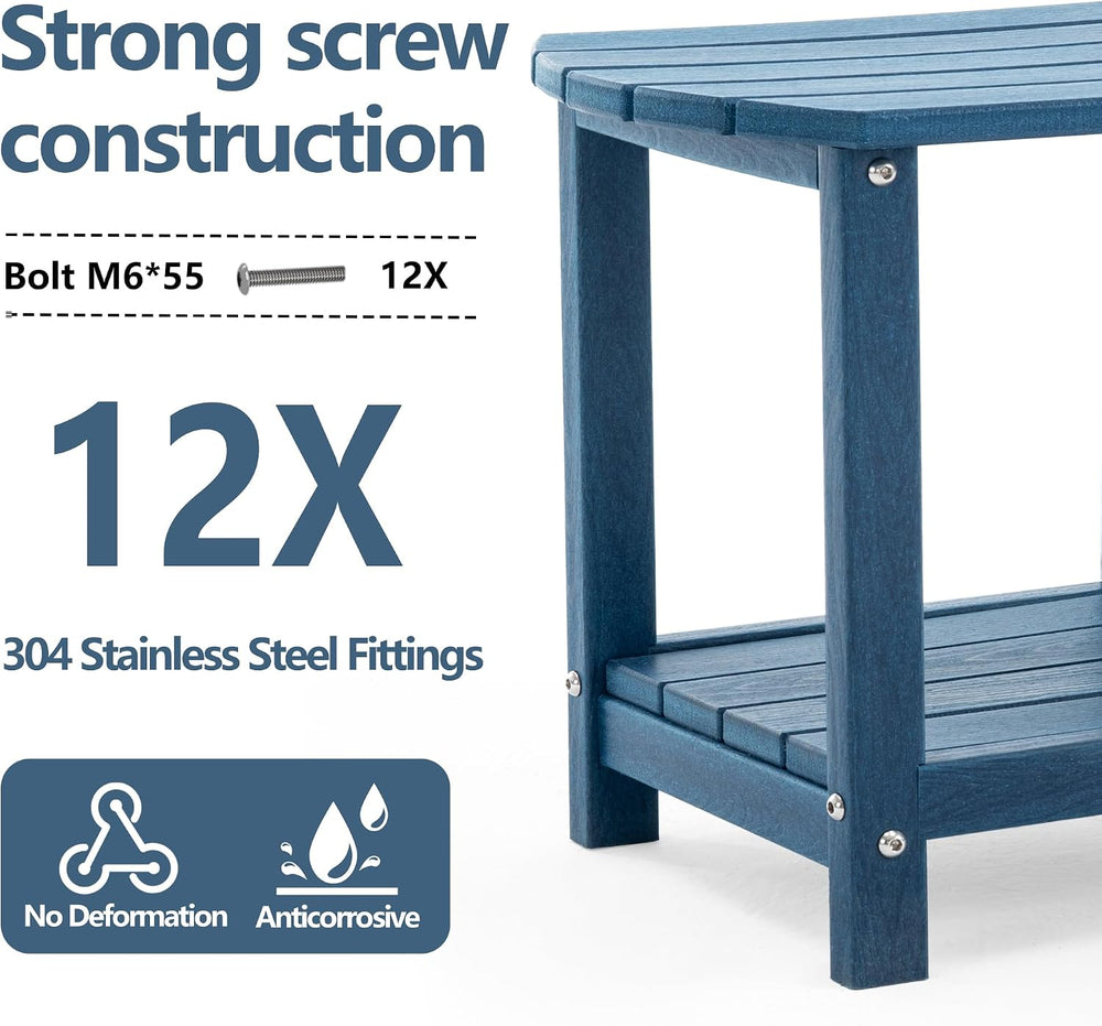 Adirondack Small Outdoor Side Table - Weatherproof HDPE Patio End Table with ...