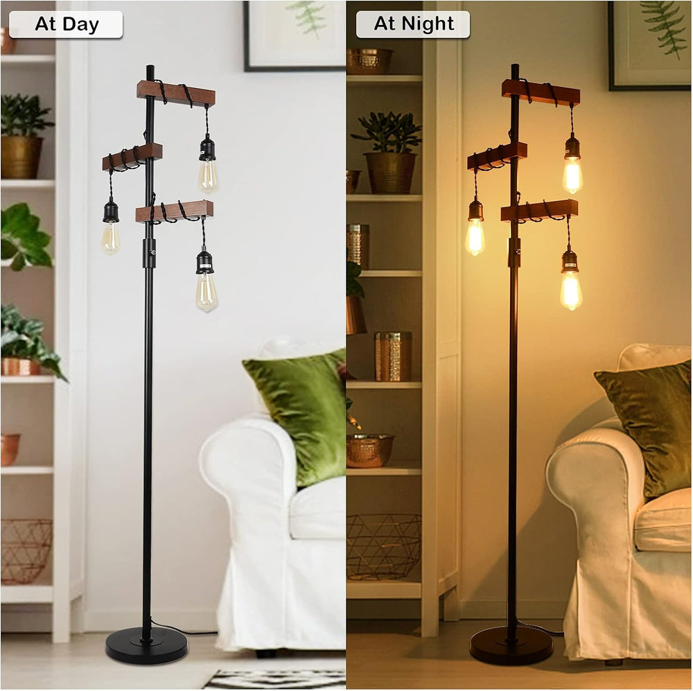 Dimmable Industrial Floor Lamp, Farmhouse Tree Floor Lamp, 68 Inch 3 Lights W...