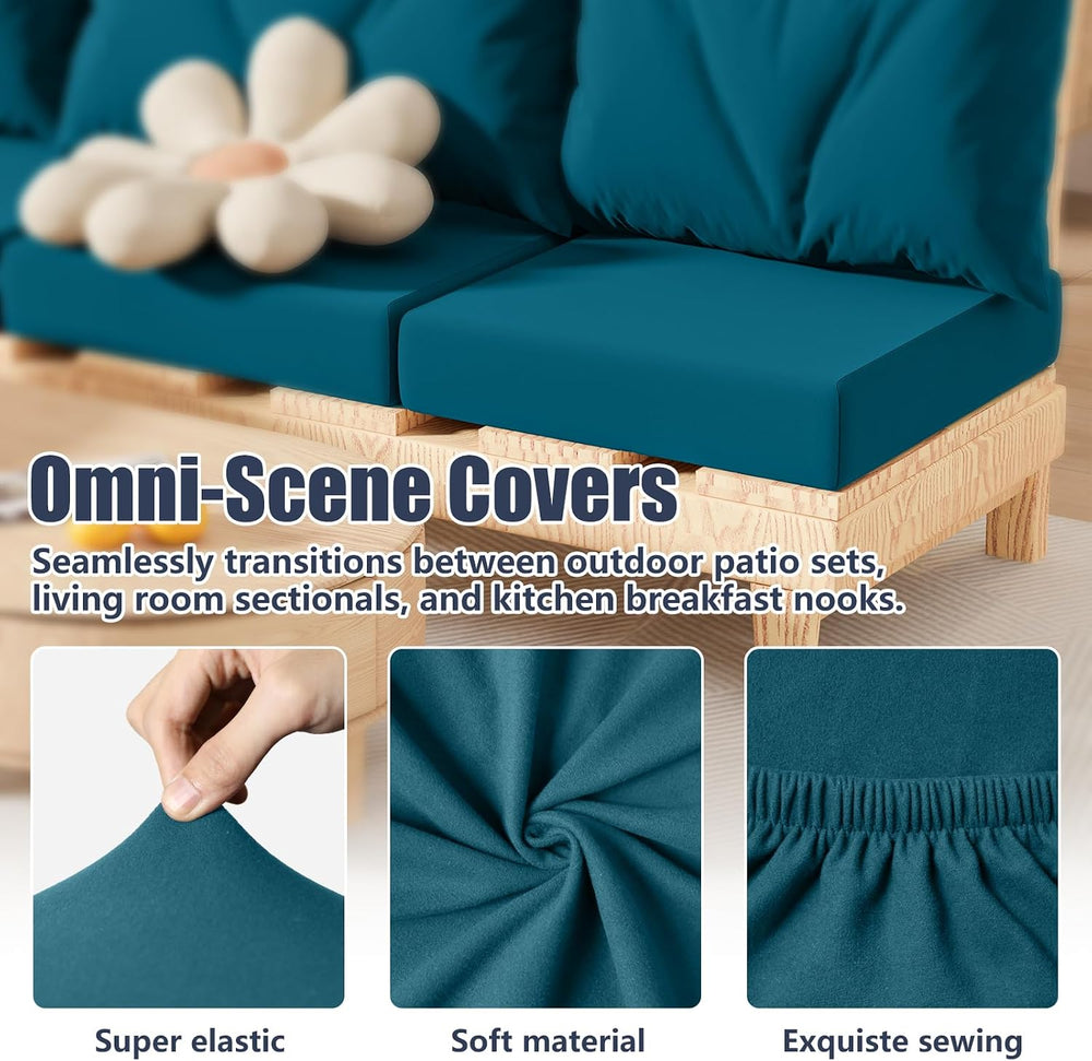 8Pcs Outdoor Cushion Covers, Stretch Patio Furniture Couch Chair Slipcovers