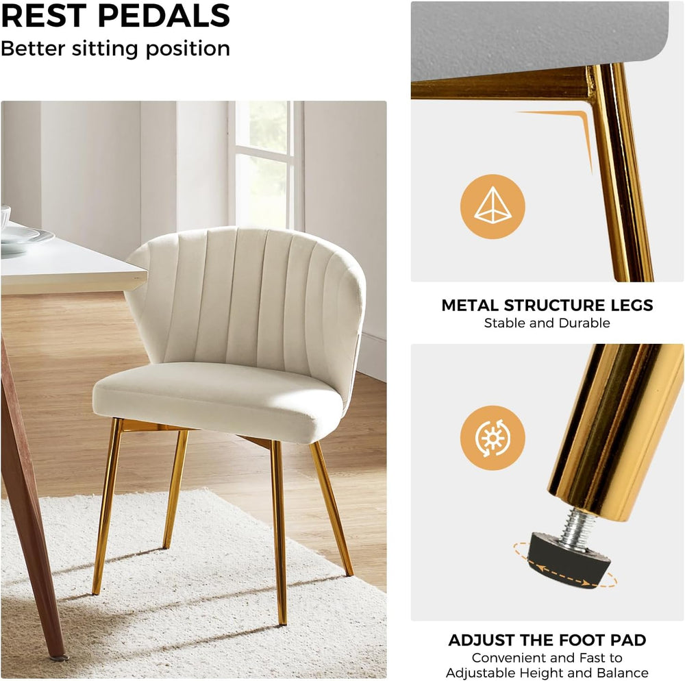 HULALA HOME Velvet Dining Chairs, Modern Small Armless Accent Chair with Gold...