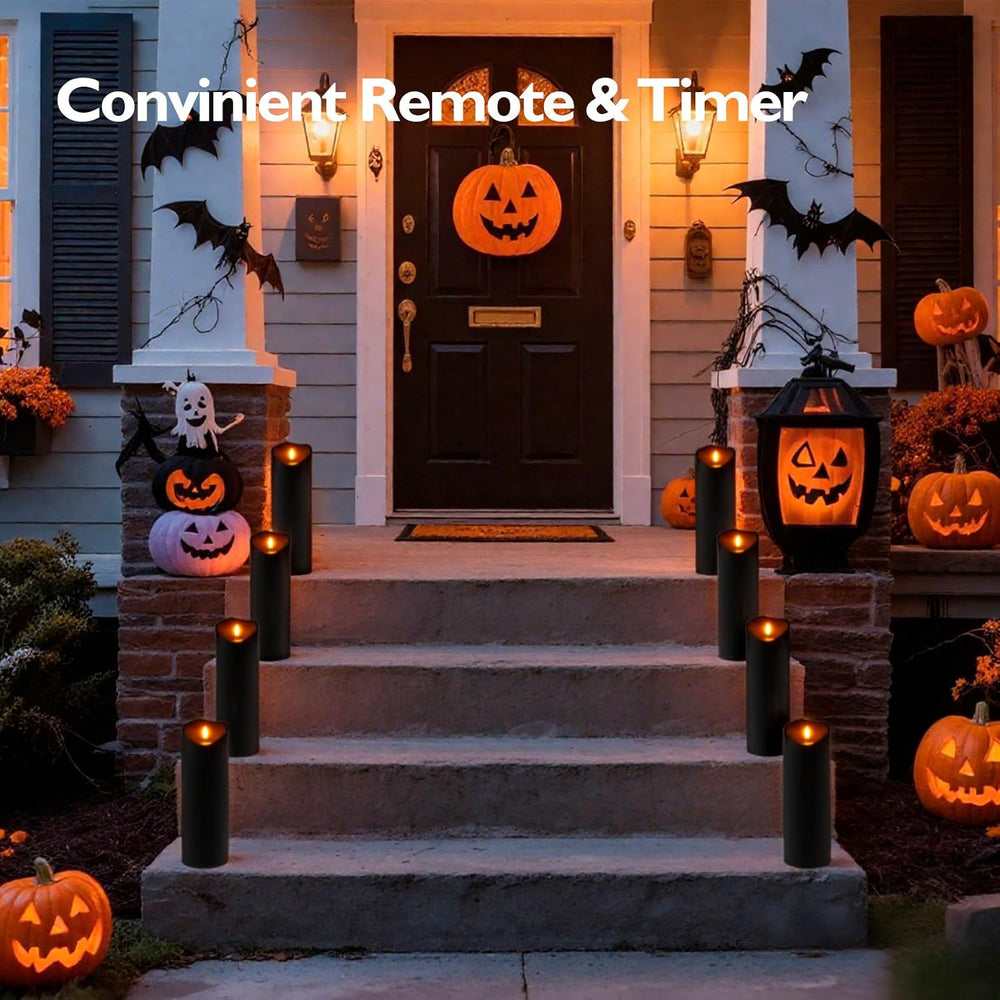 Homemory 4"x12" Black Flameless Candles, Halloween Candles, Outdoor...