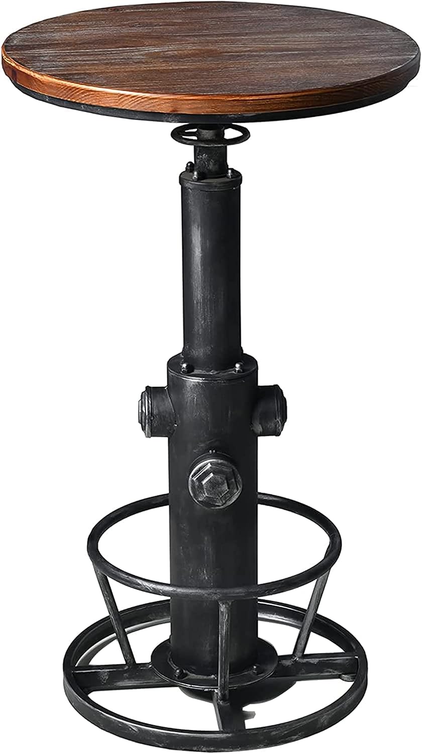 LOKKHAN Industrial Bar Table 38.6"-48.4" Height Adjustable Swivel R...