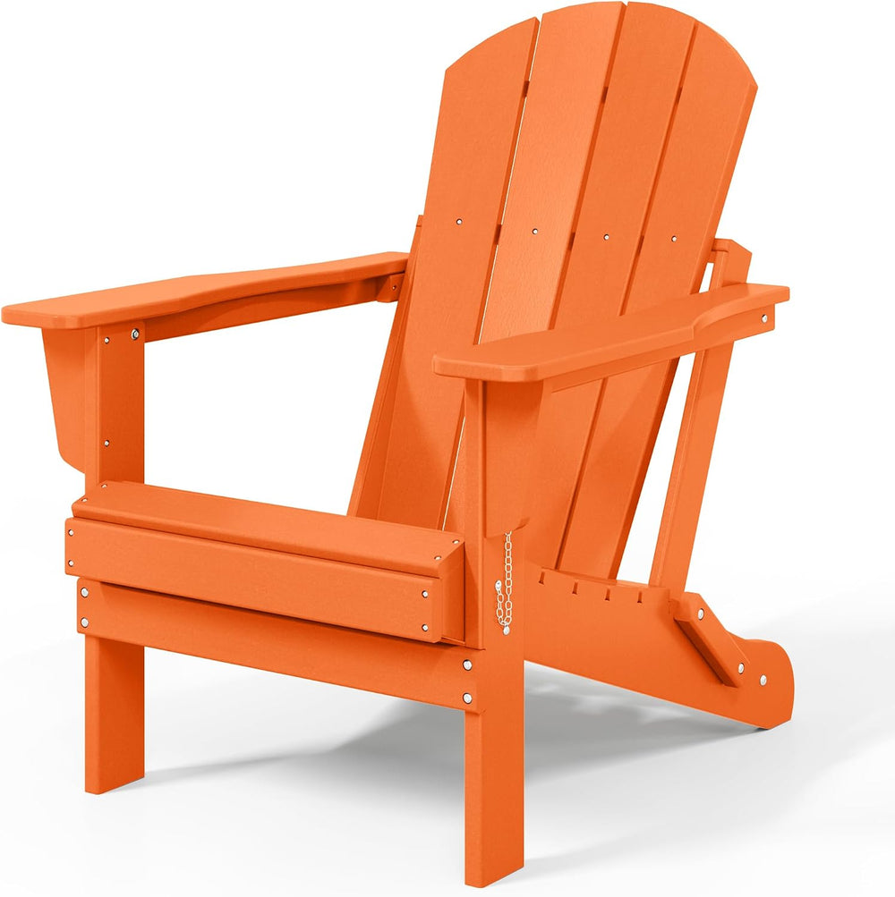 WestinTrends Malibu Outdoor Patio HDPE Folding Adirondack Chair, Orange