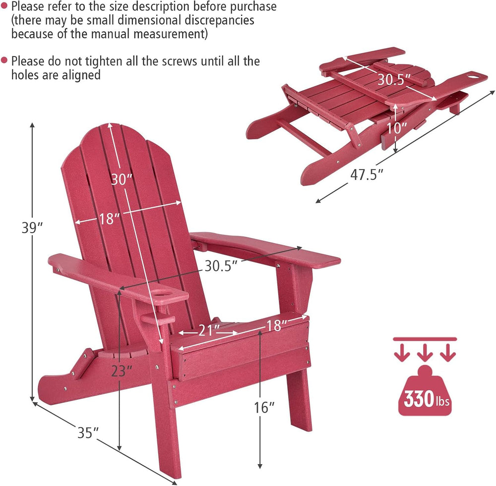 Giantex Adirondack Chair, Outdoor Folding Chairs, HDPE Weather Resistant Pati...