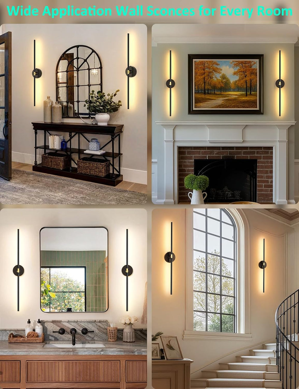 Wall Sconces Battery Operated Set of 2, 10000mAh Rechargeable Wall Lights