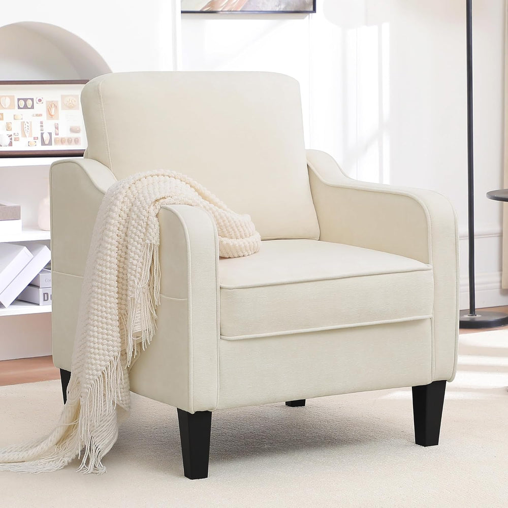 Accent Chairs Set of 2, Upholstered Living Room Chairs with Side Pockets, Mid...