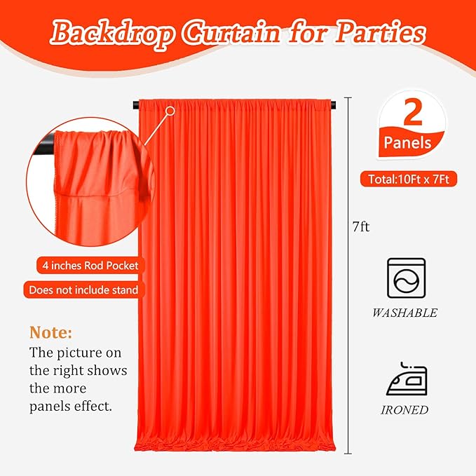 10 x 7 Feet Orange A Backdrop Curtain for Partie, Background Curtains for Pho...