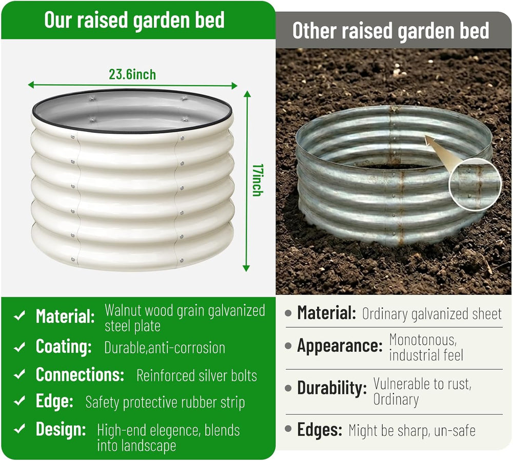SnugNiture Raised Garden Bed, 2×2×1.5ft Round Galvanized Outdoor Planter Box,...