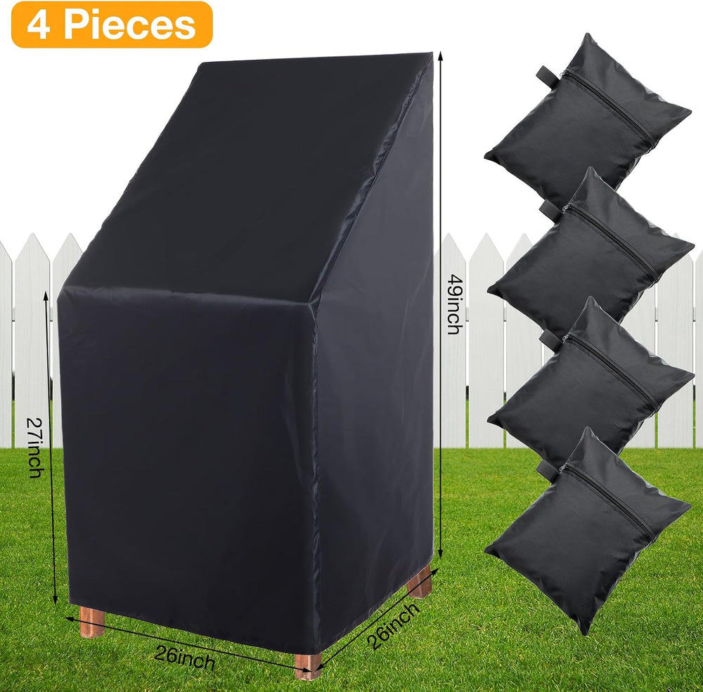 High Back Patio Chair Covers Waterproof 210d, 26w x 26d x 49h in, 4 Pack