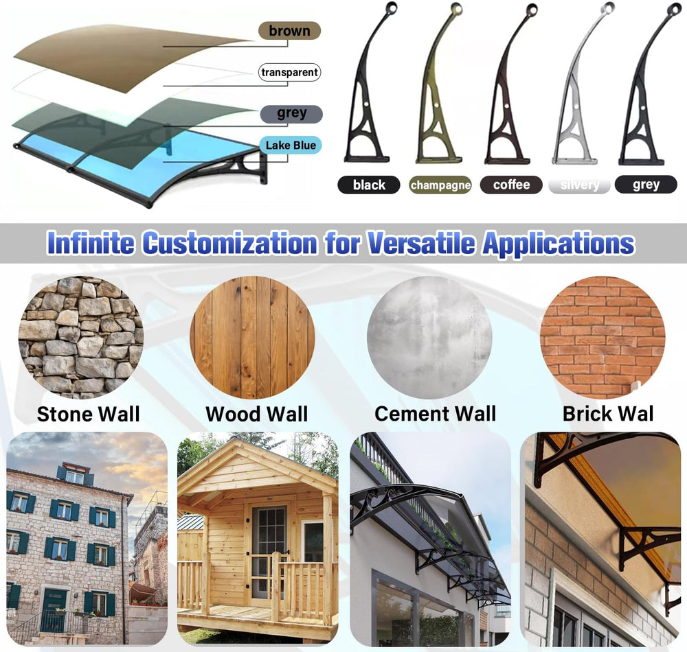 Awning for Door Entrance, Aluminum Window Awnings Exterior for Doors Canopy, ...