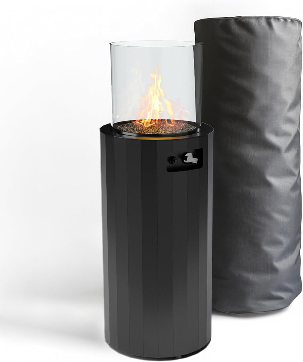 Planika BINO Outdoor Gas Fireplace - Fire Column with Glass Shield for Patio ...